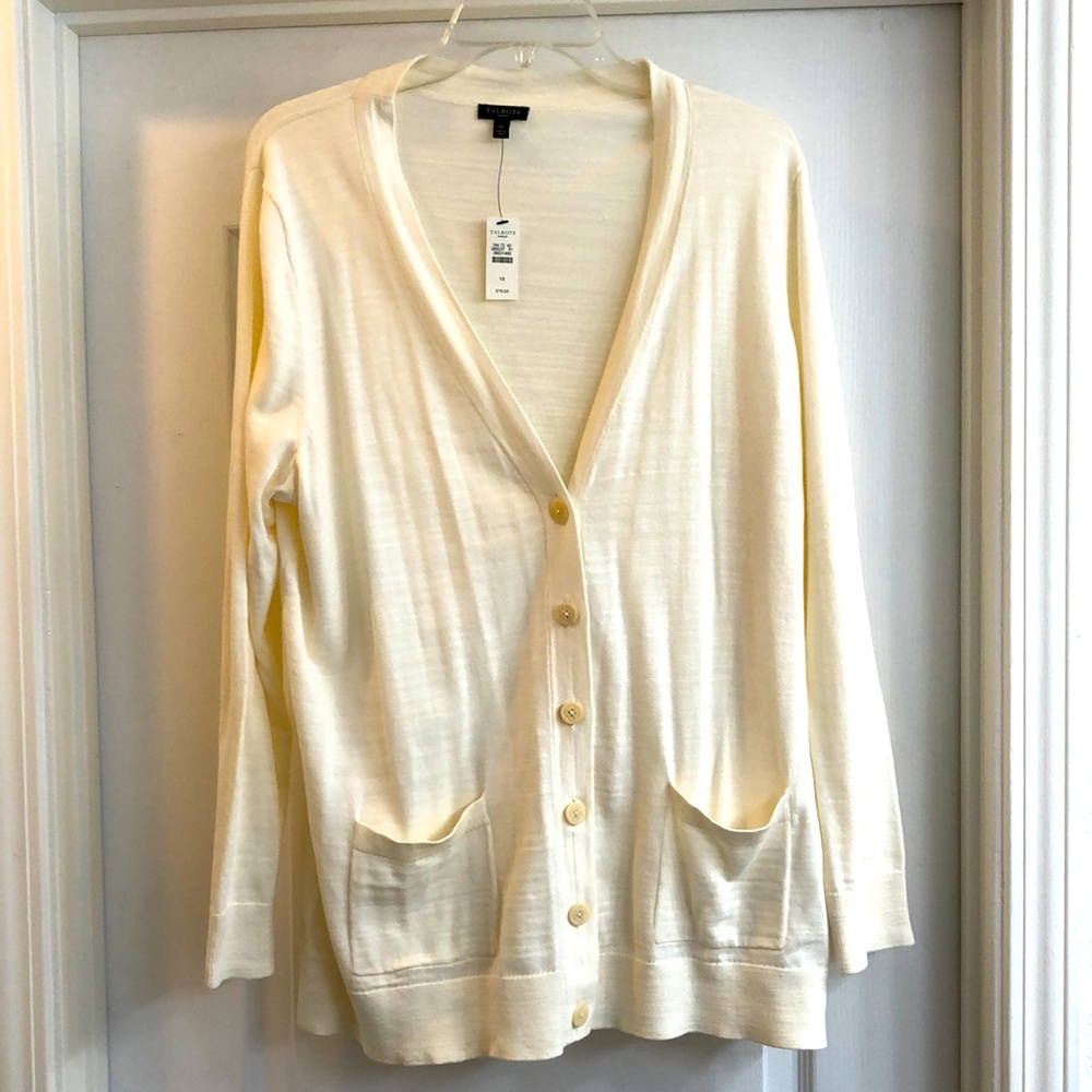 Talbots V Neck Button Front Long Sleeve Cardigan